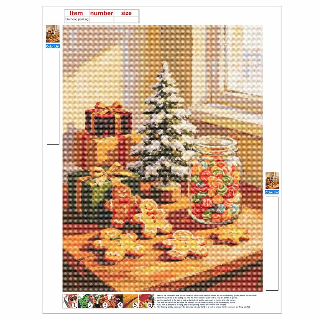 5D Diamond Painting Kit Christmas Tree Holiday Decor Full Drill Canvas Art DIY Rhinestone Craft for Bedroom Living Room Wall Decoration