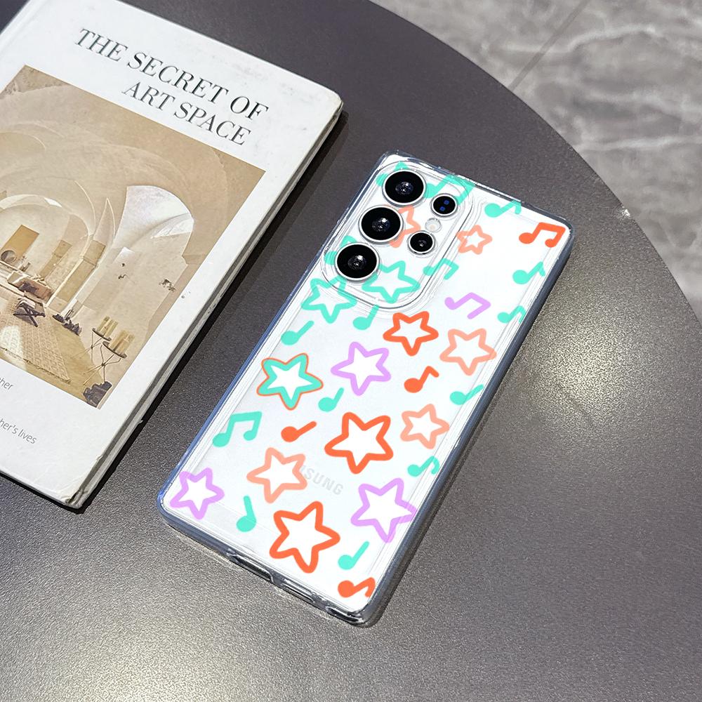 Яркий чехол с нотами и звездами для Samsung Galaxy S26 S25 S24 S23 S22 S21 S20 FE Plus Мягкий ТПУ Тонкий Ударопрочный Чехол