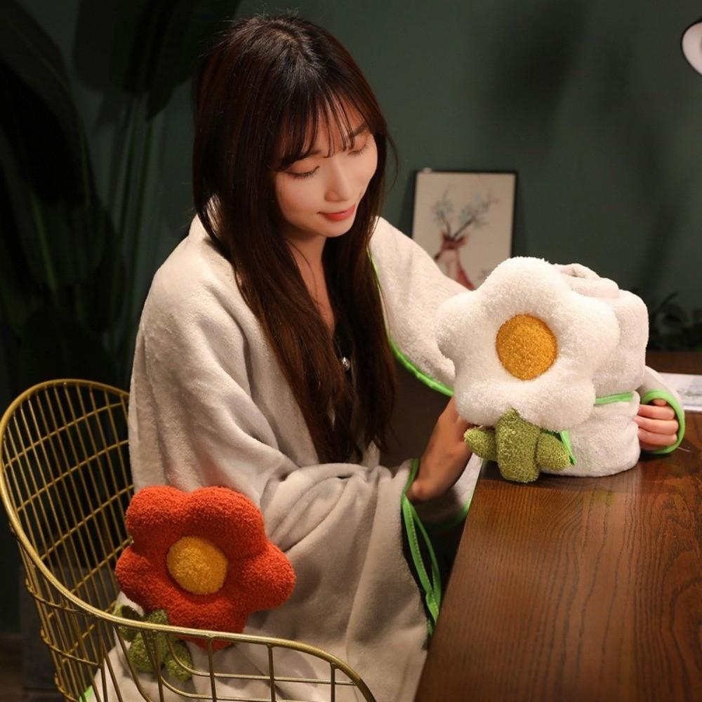 Comfort Blanket Thickened Napping Blanket Soft Warm Cover Blanket Cozy Cute Flower Roll Blanket Office