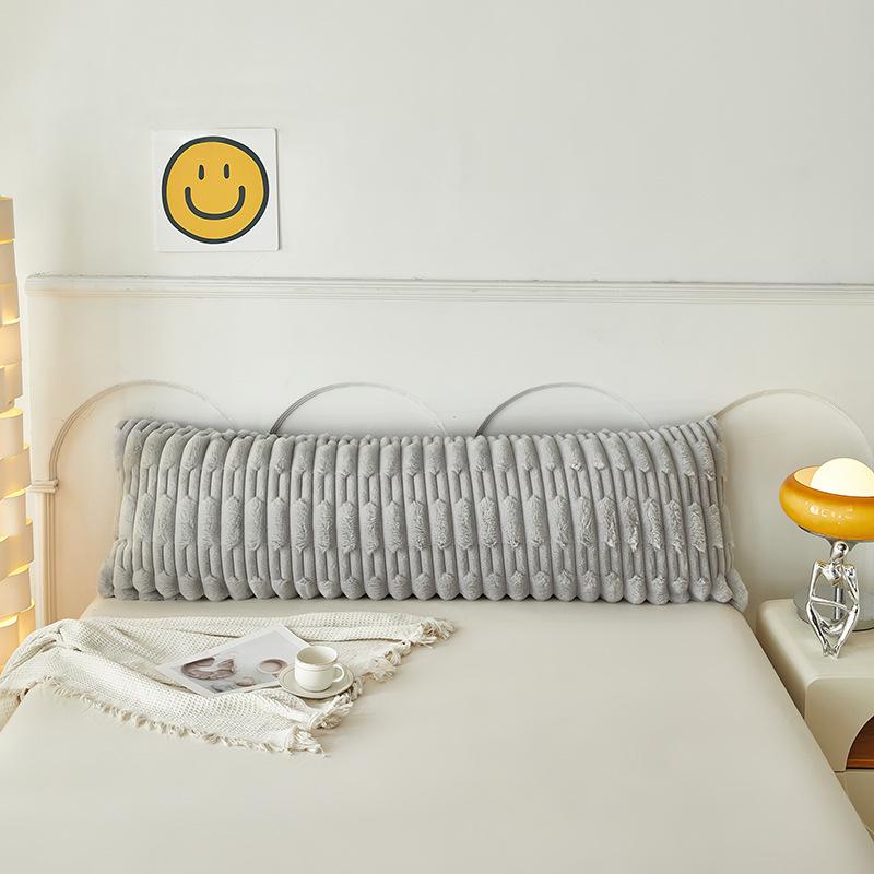 Плюшевая наволочка на длинную подушку из искусственного кроличьего меха - Двусторонняя наволочка из молочного велюрового флиса