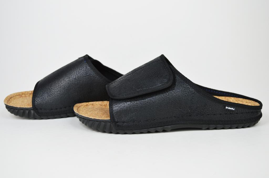 Тапочки с пробковой подошвой Inblu FM002 40 Черные экокожа