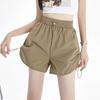 Спортивные рабочие шорты из искусственного шелка, женские летние тонкие универсальные повседневные свободные шорты с высокой талией, быстросохнущие, широкие шорты