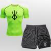 Mens Quick-Dry Breathable 2-Piece Sport Set Short Sleeve T-Shirt Shorts Gym Workout Running Outdoor Fitness