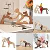 Cute Family Puppy Wood Dog Craft Ornament Figurine Natural Gift for Home Decoration Accessories Handmade Sculptures Decor