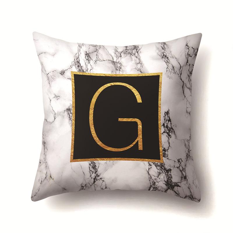 Полиэстеровая наволочка Домашняя Принт Мрамор Черный Золотой Наволочка 26 Английских Букв Наволочка