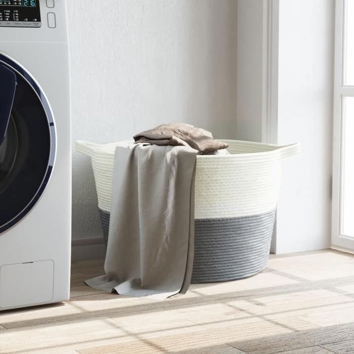 VidaXL Panier à Linge, Corbeille à Linge avec Poignées, Coffre à Linge avec Rangement, Organisateur de Salle de Bain, Gris 358473