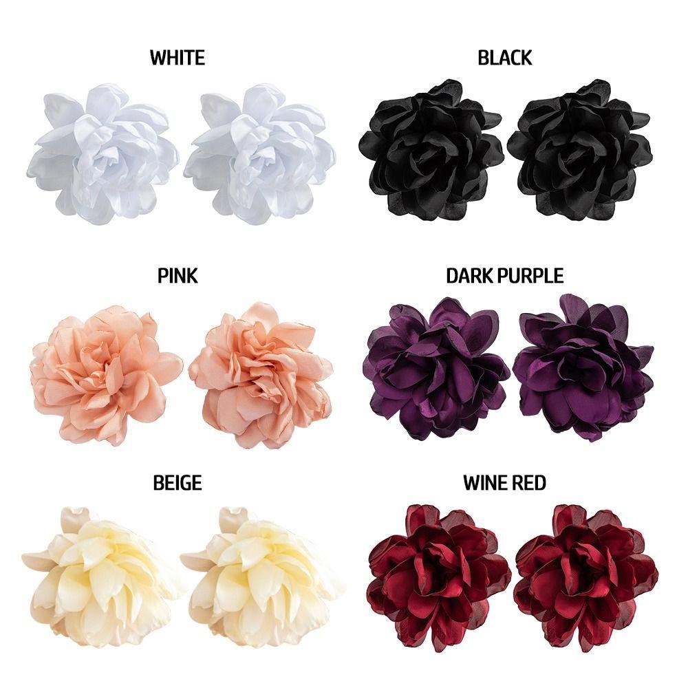 Fabric Big Flower Ear Stud Luxury Design Floral Eardrop Gifts Exaggerated Earrings Women Girls