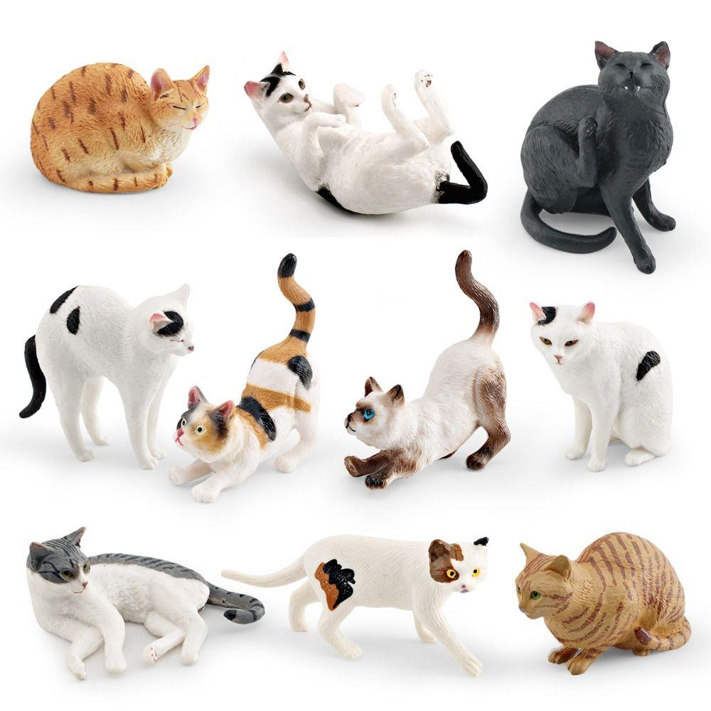PVC Cat Figures Statue 9 Colors Mini Model Desktop Toys Kawaii Cat Doll Ornaments  Home Decoration