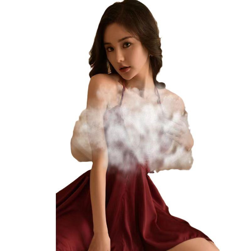 Сексуальное нижнее белье атласная сексуальная пижама плюс накладки на грудь собрать бабочку пижама женская домашняя одежда Ice Silk Sao костюм