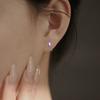 Серьги-гвоздики с четырьмя когтями из фиолетового циркония, бусины с винтами, темперамент, маленькая индивидуальность, милые фиолетовые бриллиантовые овальные серьги с винтами