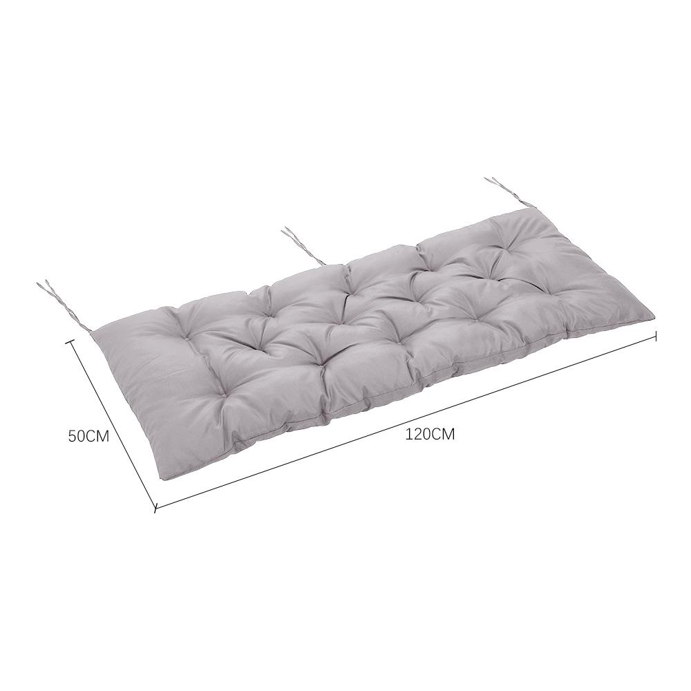 Water‑Resistant Outdoor Bench Cushion for Wooden Chair, Light Gray 120×50×8CM, Polyester + PP Cotton