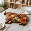 Деревянная доска для закусок в форме шотландской коровы, симпатичный поднос в форме коровы, деревенское блюдо для еды с отделениями для сыра, мяса, фруктов и закусок.