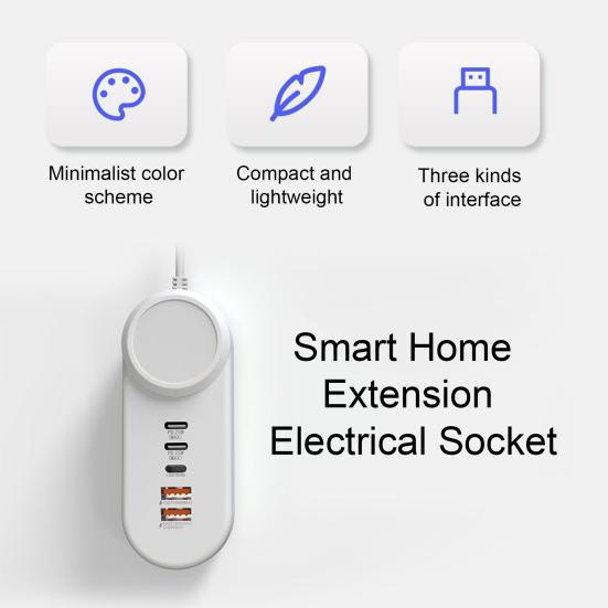 Зарядная розетка Plug-and-Play Стабильный выход Двойной интерфейс USB Type-C Высокоскоростная передача Быстрая зарядка 35 Вт PD USB C Сетевой фильтр Товары для дома