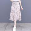 Женская юбка А-силуэта с высокой талией и цветочным принтом, юбка средней длины, летняя плиссированная юбка, платье средней длины