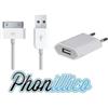 Wall Charger - Compatible iPhone 4 - Fast Charging - USB Cable Included - White