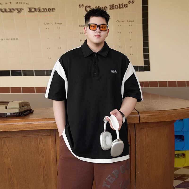 Тенденция больших размеров Влагоотводящая Мягкая Высококачественная Дышащая Мужская Свободная Рубашка-поло--Устойчивая к Сминанию Повседневная Спортивная С Коротким Рукавом Рубашка с Воротником