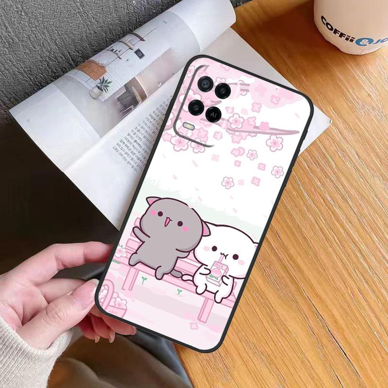 Мультяшный чехол Кот Персик Моти для OPPO A96 A76 A16 A5 A9 A15 A54 A74 A94 A78 A98 A17 A77 A52 A72 A93 A57S A54S A53S