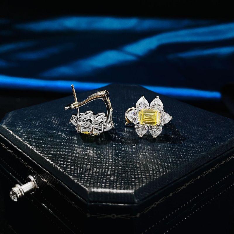 Серьги-гвоздики из стерлингового серебра 925 пробы для женщин, сверкающие желтые серьги с бриллиантами из высокоуглеродистого металла, роскошные ювелирные изделия для свадебной вечеринки