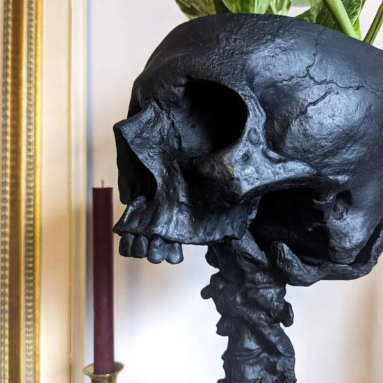 Горшок для цветов в виде черепа с подставкой для позвоночника, реалистичный цветочный горшок из смолы в виде черепа, готическое украшение для дома, конфетница на Хэллоуин для домашнего офиса