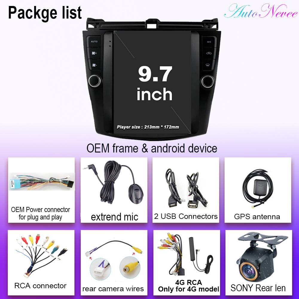 9,7-дюймовый Android для Honda Accord 7 2003 - 2008 автомобильный радиоприемник стерео GPS навигация мультимедийный плеер Carplay 5G WIFI BT без 2din DVD