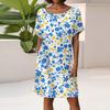 Women's Fashion Short Sleeve Dress With Pockets Floral Print Casual Beach Dress