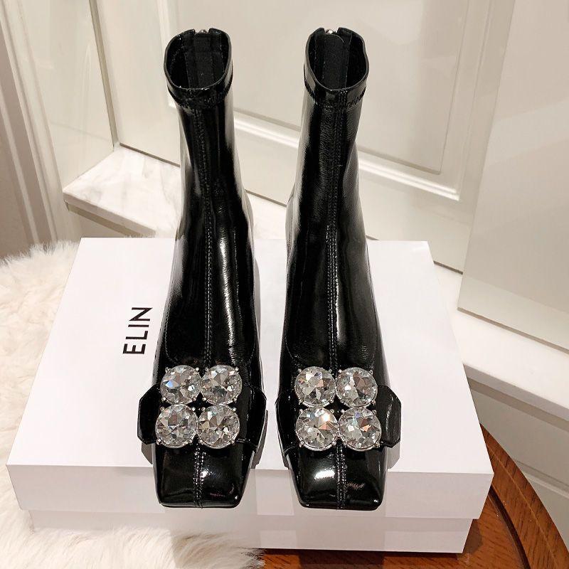 Модные короткие туфли со стразами для женщин, рабочие ботильоны Kawaii, милые белые женские ботильоны, элегантные с низким каблуком, обувь для готического косплея