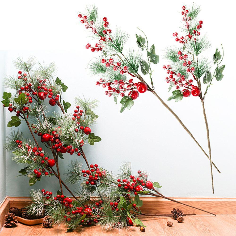 Растение, украшение дома, рождественские черенки, искусственные ветки деревьев, сосновая шишка, имитация красных ягод