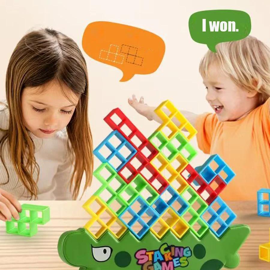 Игра на балансирование Динозавр Строительные блоки Игра для вечеринки Игрушка Построить высоко Блок Тетриса Настольный блок для балансировки Настольная игра-головоломка