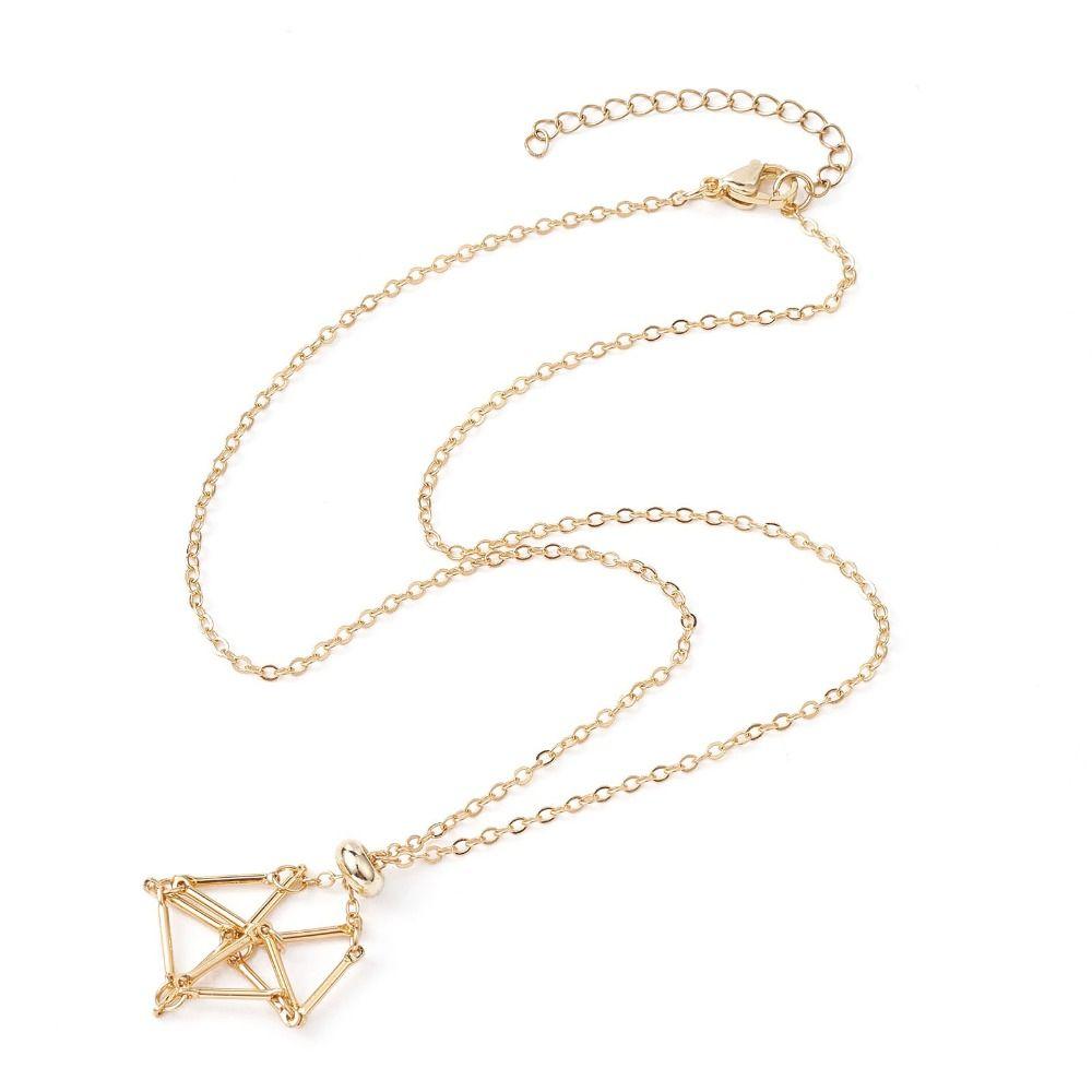 Медное кристаллическое сетчатое металлическое ожерелье серебряного цвета с каменным держателем, ожерелье для вечеринки