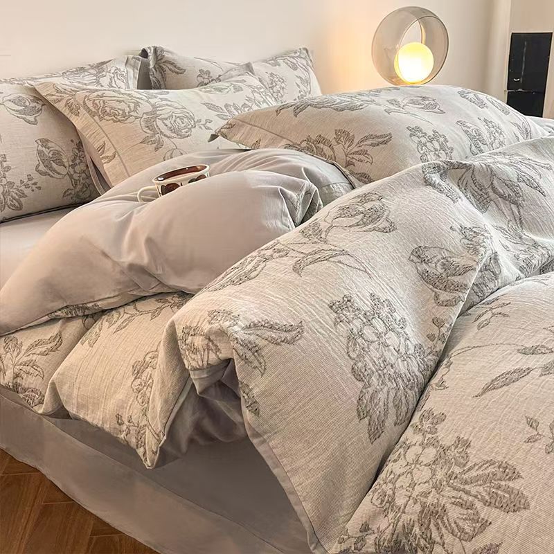 Постельное белье из чистого хлопка с начесом - Полный комплект из четырех предметов, включая простыни и наволочки из 100% хлопка - Трехкомпонентный комплект постельного белья