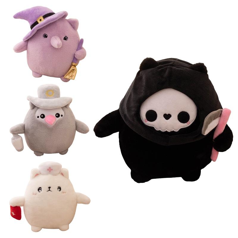 Dark Cat Series Plush Toys For Halloween Witch, Nurse, Death, And More