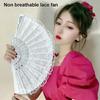 Floral Pattern Folding Fan Tassel Lace Fan Fashion Handheld Fan  Photo Props