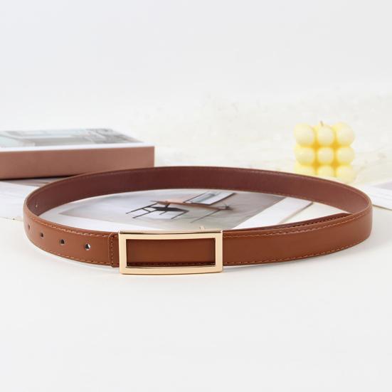 Женский модный ремень из искусственной кожи с прямоугольной пряжкой, однотонный пояс для брюк, джинсов, универсальный аксессуар для платьев, рубашек, топов