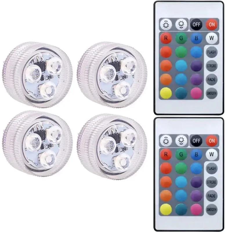 Водонепроницаемая подводная подсветка, Погружные светодиодные светильники, с пультом дистанционного управления, Лампа для ванны 16 цветов, Меняющие цвет, Душевые светильники