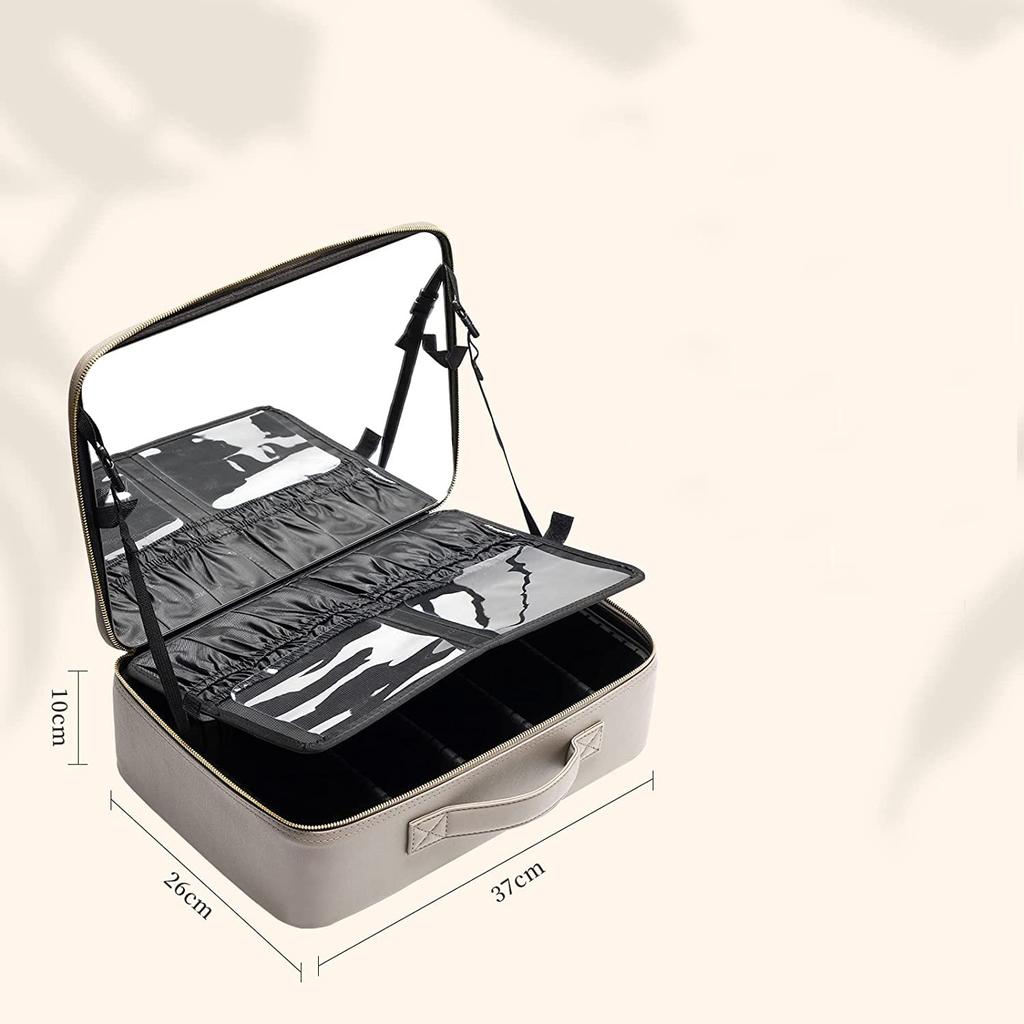 Косметичка Rownyeon с большой профессиональной косметичкой, съемной косметикой, включает в себя кисточки для макияжа, легко поддаются профессиональной косметике