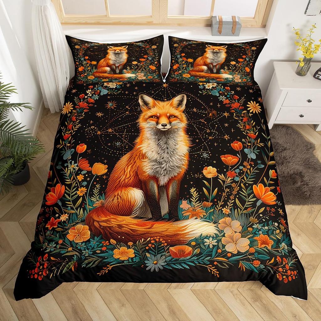 Fox Duvet Cover Sets For Kids Teens Quilt Covers Lightweight Down Room Decor Queen King Size 2 Pillowcase 1 Duvet Cover No Quilt