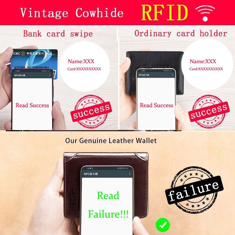 Classic Style Wallet Genuine Leather Rfid Wallets for Men Thin Short Multi Function Tri Fold Card Holder Male Purse Money Clip