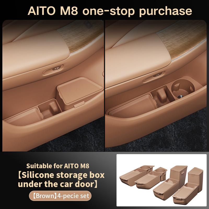 2Pcs For AITO M8 5/6Seat 2025 2026 Car Door Storage Box Door Groove Pad Storage Box Car Interior Organizer Accessories