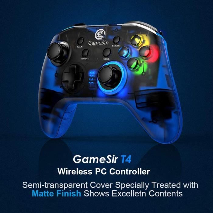 Manette de jeu - gamesir - t4 - sans fil 2.4g - compatible windows - design translucide