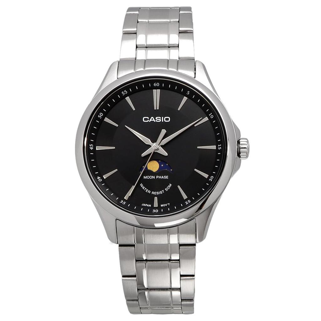 Casio Standard Moon Phase Analog Watch Round Face Metal Band Black Overseas Model [Casio] Men's MTP-M100D-1AV [Item]