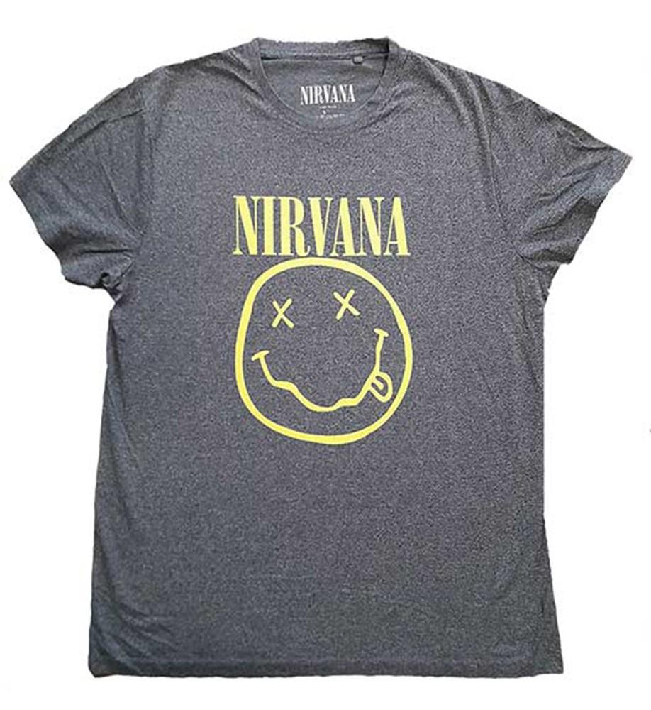 Nirvana Yellow Smile Grey Official Mens Unisex T-shirt
