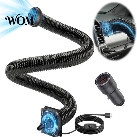 360 Degree Adjustable Car Air Vent Conditioning Ventilation Hose for Back Seat, Portable Duct with Heat-resistant Aluminum USB Flow Fan, Pipe