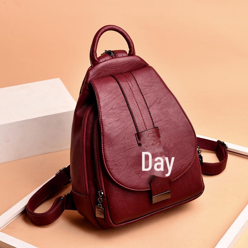 2024 Женский повседневный мягкий кожаный рюкзак большой вместимости и нагрудная сумка