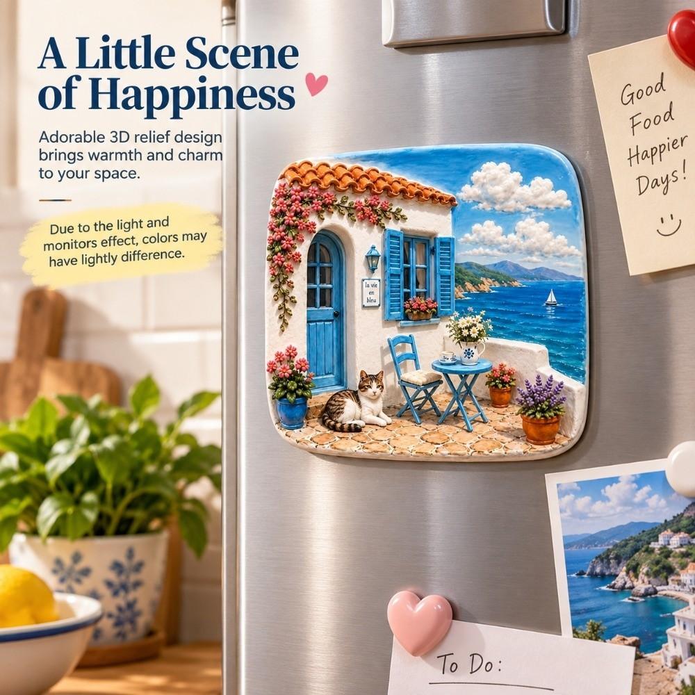 Simulation Cat Fridge Magnet Cute Cat Theme Decorative Fridge Magnet Refrigerator Decoration