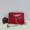 [Б/У] YSL Cassandra Серебряный Логотип тиснение под крокодила Цепочка Блестящая кожаная Сумка-кроссбоди на плечо - Очень хорошее состояние #AB13YN