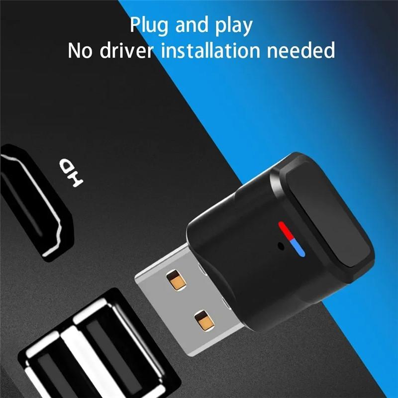 Аудиоадаптер Bluetooth Беспроводной адаптер для наушников Приемник 2 в 1 USB Bluetooth 5.3 Dongle Adaptador для PS5/PS4 ПК Клавиатура Мышь Динамик Гарнитура