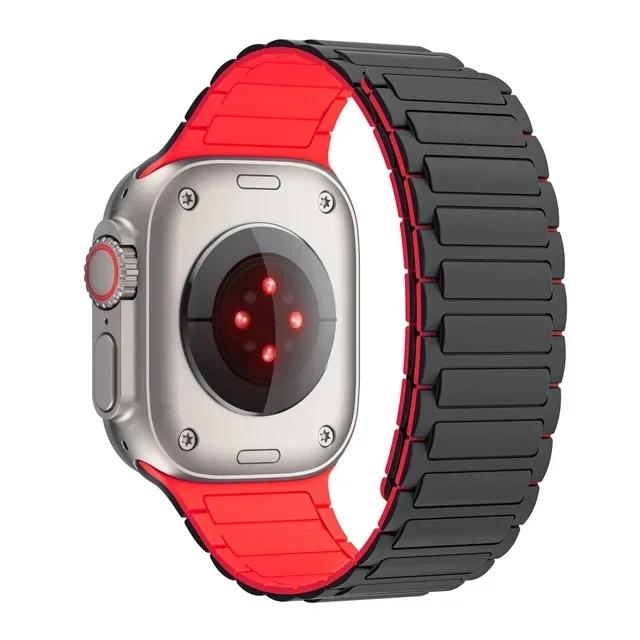 Магнитный спортивный ремешок для Apple Watch Ultra 2 49мм 45мм 44 42мм 38 40 41мм Силиконовый ремешок для iWatch series 9 8 7 6 5 4 ultra