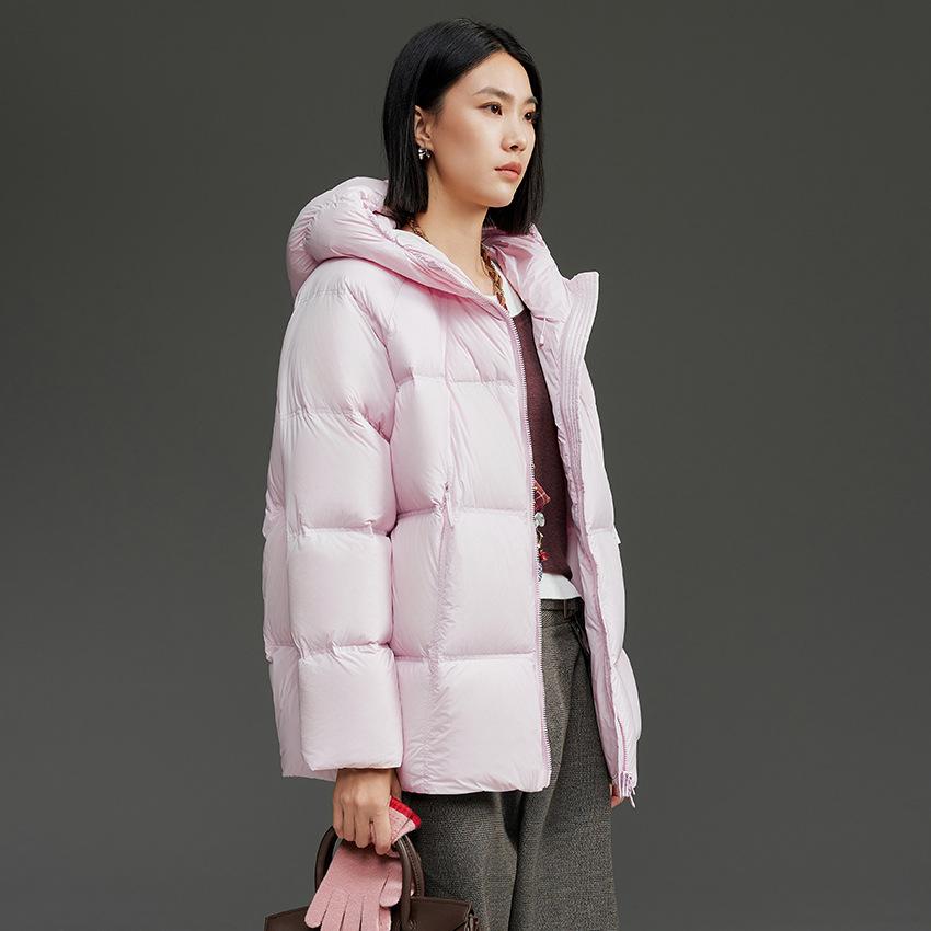Thirsty Puffs Light Duck Down Jacket Women's Medium and Long High-end Hooded Loose Warm Jacket Winter New