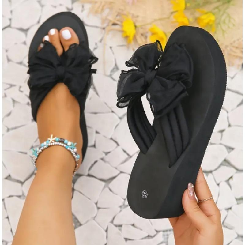 Простой бант, летние студенческие тапочки, модные женские шлепанцы, нескользящая пляжная обувь на толстой подошве, сандалии для путешествий в отпуске