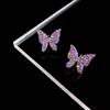 Purple Imitation Crystal Butterfly Earring for Women Cute Imitation Zircon Stud Earrings Jewelry Accessories